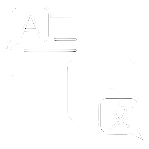 Conversation bubbles in different languages representing translation.